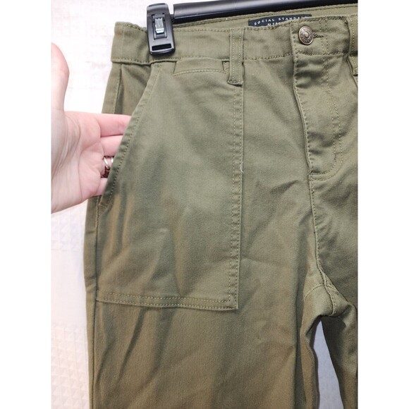 Social Standards Pants Womens Sz 2 Army Green Logan Utility Zipper Ankle - Picture 3 of 12